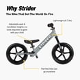 thumbnail image 5 of Strider 12” Sport Bike, Matte Gray - No Pedal Balance Bicycle for Kids 1 to 4 Years - Includes Safety Pad, Padded Seat, Mini Grips & Flat-Free Tires - Tool-Free Assembly & Adjustments, 5 of 9