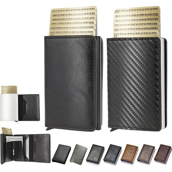 Simple Toggle Wallets for Men, Simpl Toggl Wallet, Men's Simpl Genuine Leather Wallet Rfid Blocking, Credit Card Holder Anti-Theft,Auto Pop up Wallets (Black Black-B)