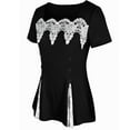thumbnail image 5 of YUGYXL Lace Tops for Womens Summer Square Neck Tunics Shirts Short Sleeve Dressy Casual Work T Shirts Flowy Blouses Black XXL, 5 of 6
