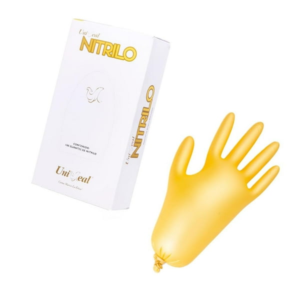 Guante de Nitrilo Uniseal Dorado Ajuste Perfecto y Ergonómico, Flexible y Cómodo para Hombre