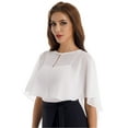 thumbnail image 4 of YIZYIF Womens Chiffon Bridal Shawl Shrug Beach Cover Ups Bolero for Wedding Party Evening Dress White One Size, 4 of 7