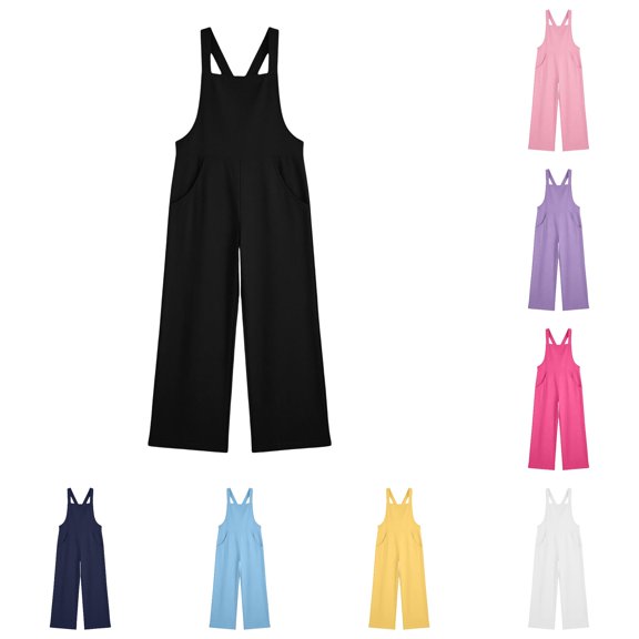 Vrotazzy Girls Casual Basic Romper Jumpsuit With Pockets for Everyday Playwear – Comfortable Toddler Kids Outfit Versatile All-Season Style