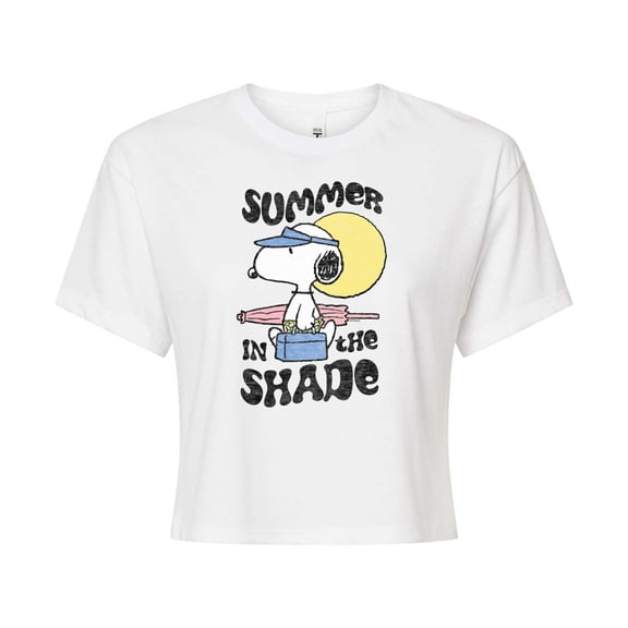 Peanuts - Summer Edition - Summer in the Shade - Juniors Cropped Cotton Blend T-Shirt