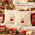 thumbnail image 6 of LOMYOLO Christmas Throw Pillow Covers 18x18IN Set of 2, Soft Faux Fur Holiday Decorative Pillow Covers for Couch Sofa Bed 3D Embroidered Couch Cover Home Decor Pillow Covers - Cute Reindeer, 6 of 8