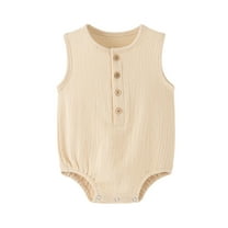 BLVB Newborn Baby Boys Girls One Piece Romper Bodysuit Toddler Sleeveless Button down Jumpsuit Summer Clothes