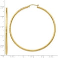 thumbnail image 4 of 14K Yellow Gold Diamond-Cut 2mm Round Tube Hoop Earrings (60 X 2) Made In Peru tc239, 4 of 6