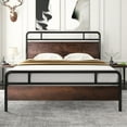 thumbnail image 6 of Amolife Queen Size Modern Heavy Duty Metal Platform Bed Frame with Modern Wood Headboard, Sanders, Dark Brown, 6 of 6