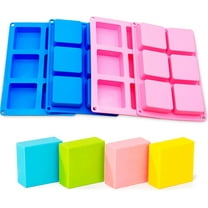 4 Pack Square Soap Molds,6-Cavity Non-Stick Silicone Brownie Pan,Square Bar Molds,Square Silicone Molds for Chocolate,Cupcake, Cornbread, Muffin,Soap