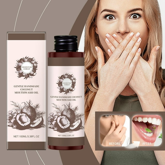 Fiudx Enjuague Bucal de Aceite de Coco, Enjuague Bucal Bright Smile Coconut, Suero Bucal para Alien Fresco, Blanqueamiento Dental Sin Manchas, Rutina de Higiene Diaria, Apto para Bocas Sensibles, Fór