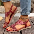 thumbnail image 6 of Eltusu Women's Flat Sandals, Ankle Strap Soft Bottom Open Toe Beach Summer Shoes Red Size 9, 6 of 8