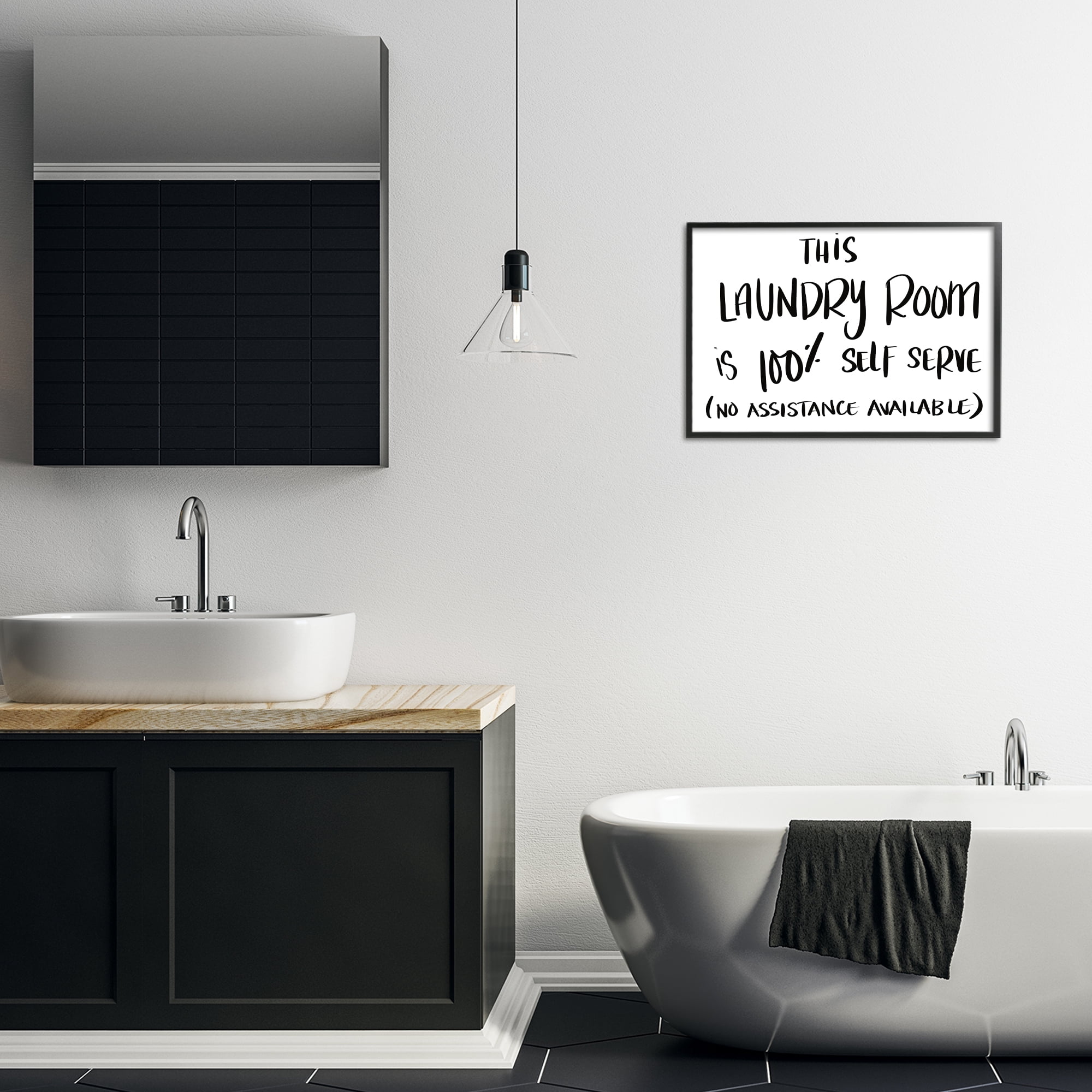 Stupell Industries Self Serve Laundry No Assistance Black Framed Giclee Art, design by SD Graphics Studio