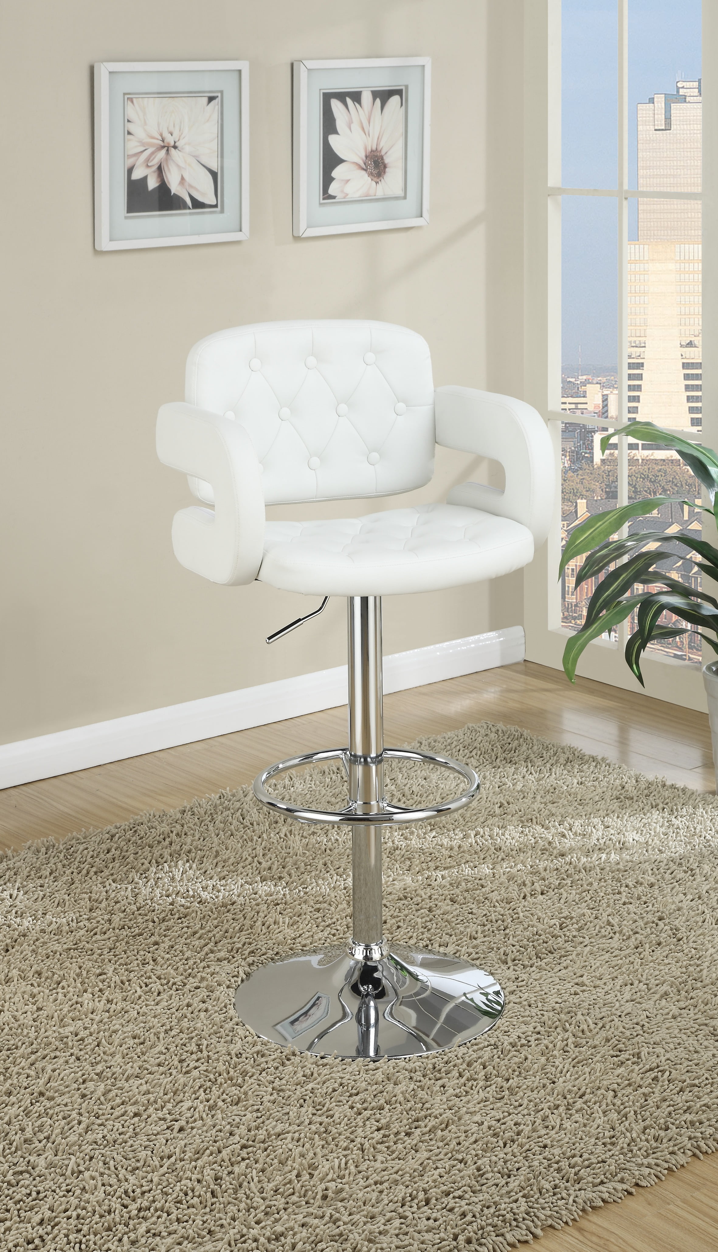 KOFUN Bar Stool with Back and Arm, Upholstered Faux Leather Barstool ...