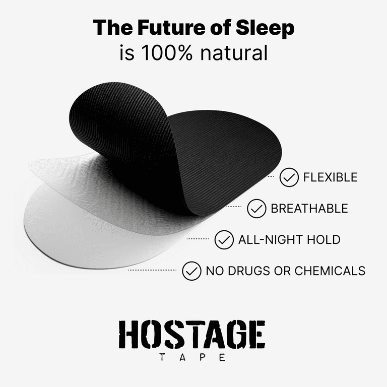 Hostage Tape For Better Sleep - Mouth Tape to Stop Snoring - CPAP - Mouth Breathing - 30 Count