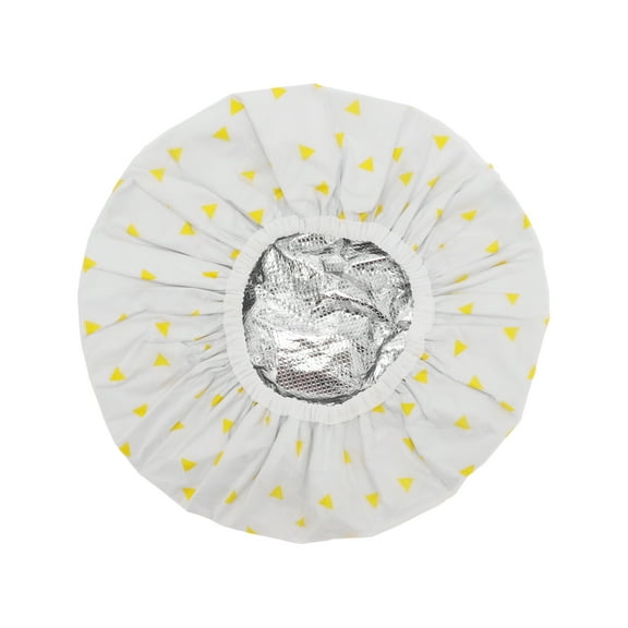 Unique Bargains 1 Pc Women Durable Triangle Shower Cap for Bathroom Vacation Hotel Travel Yellow Satin EVA