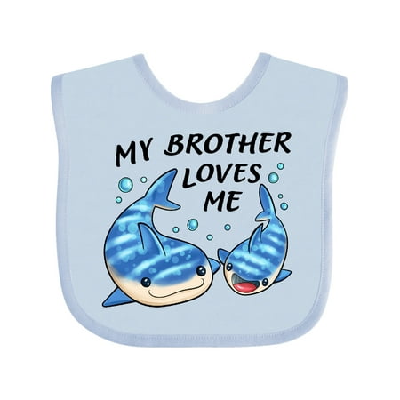 

Inktastic My Brother Loves Me- whale shark Gift Baby Boy or Baby Girl Bib
