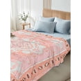 thumbnail image 4 of Pink Boho King Size Flat Sheet, Wrinkleproof & Fadeproof Cooling Flat Bed Sheet Only, Vintage Abstract Tribal Decorative Oriental Breathable Soft Bedding Top Sheets 105 x 98 Inches, 4 of 8