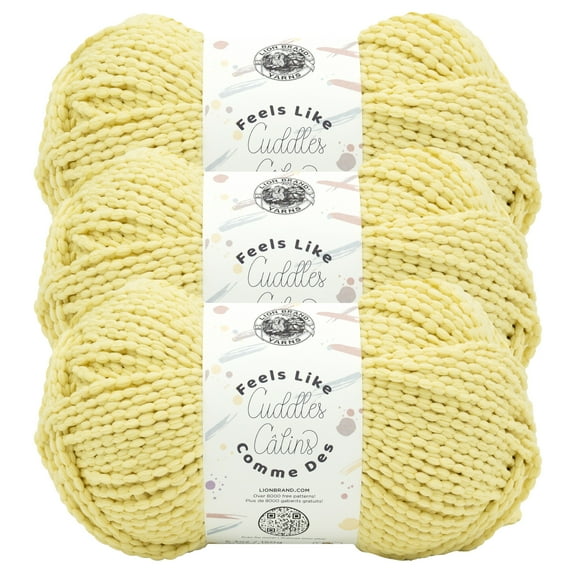 Lion Brand Yarn Feels Like Cuddles Cornsilk Bulky Polyester Yarn 3 Pack
