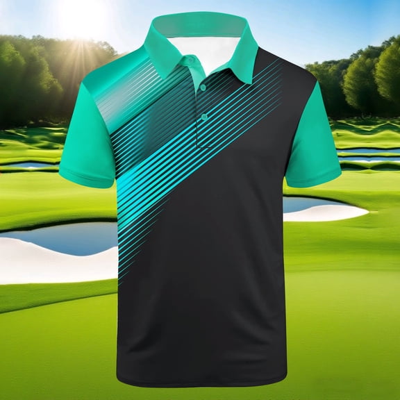 SGFCWSX Mens Polo Shirts Short Sleeve Quick-Dry Moisture-Wicking Gradient Slim Fit Casual Golf Shirts for Men Mint Green Size M
