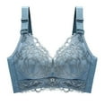 thumbnail image 2 of Bigersell Full-Coverage Wireless Bra Women Comfort Strap Push-up Lace Bras No Underwire Back Hook and Eye Closure No Wire Brassiere Ladies V-Neck Padded Bralette Everyday Wire-Free Bras Blue S, 2 of 3