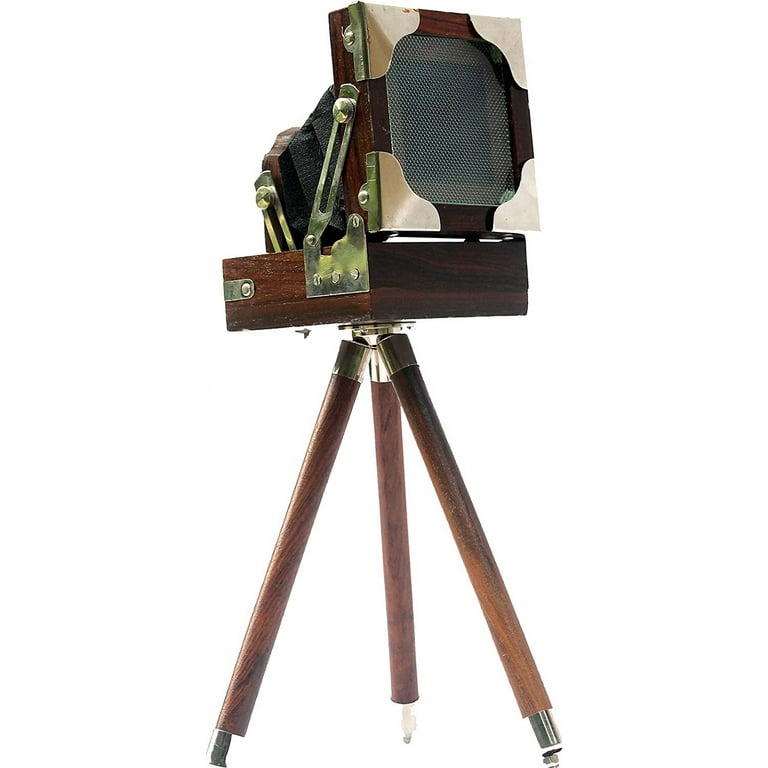 New Antique Vintage Look Film Camera Wooden Tripod