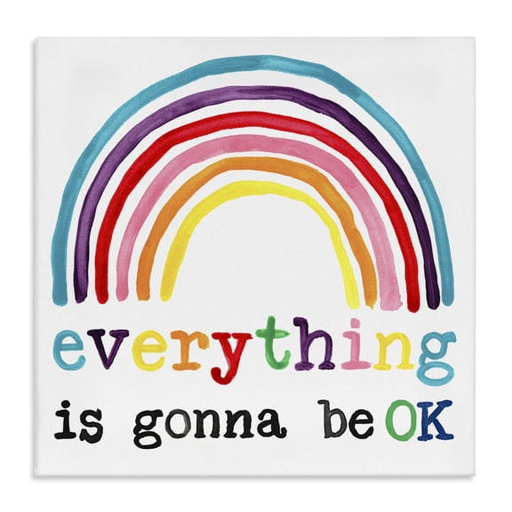 Stupell Industries Contemporary Everything is Okay Rainbow Canvas Art, 17 x 17, by June Erica Vess