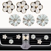 6 Pcs White Daisy Air Vent Clips, Cute Flower Car Air Fresheners Vents Clips Car Diffuser Vent Clip Car Interior Decor Charm Cute Car Accessories Car Decoration for Women + Cute Butterfly Mask Hook