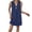 Navy, variant on Women's Sleeveless V-Neck Shift Dress with Button Detail, Casual Flowy Mini Dress in Linen-Like Fabric for Summer