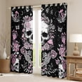 thumbnail image 2 of Homewish Gothic Skull Black Out Curtains,Pink Retro Flower Curtains Pack of 2 (42x63 Each),Galaxy Starry Night Bedroom Curtains For Girls Kids,Breathable Home Decor, 2 of 6