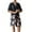 Black, variant on SRZYMJ Mens Silk Robe Satin 2 Piece Suit Crane Printed Sleepwear Chemise Nightgown & Robe