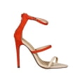 thumbnail image 2 of Women Faux Suede Colorblock Triple Straps Open Toe Stiletto Heel Sandal 18424, 2 of 6