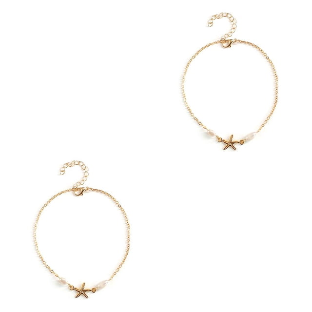Tobillera Minnieouse Perla Durable Aleación de Oro y plata Estrella de mar Estilo simple