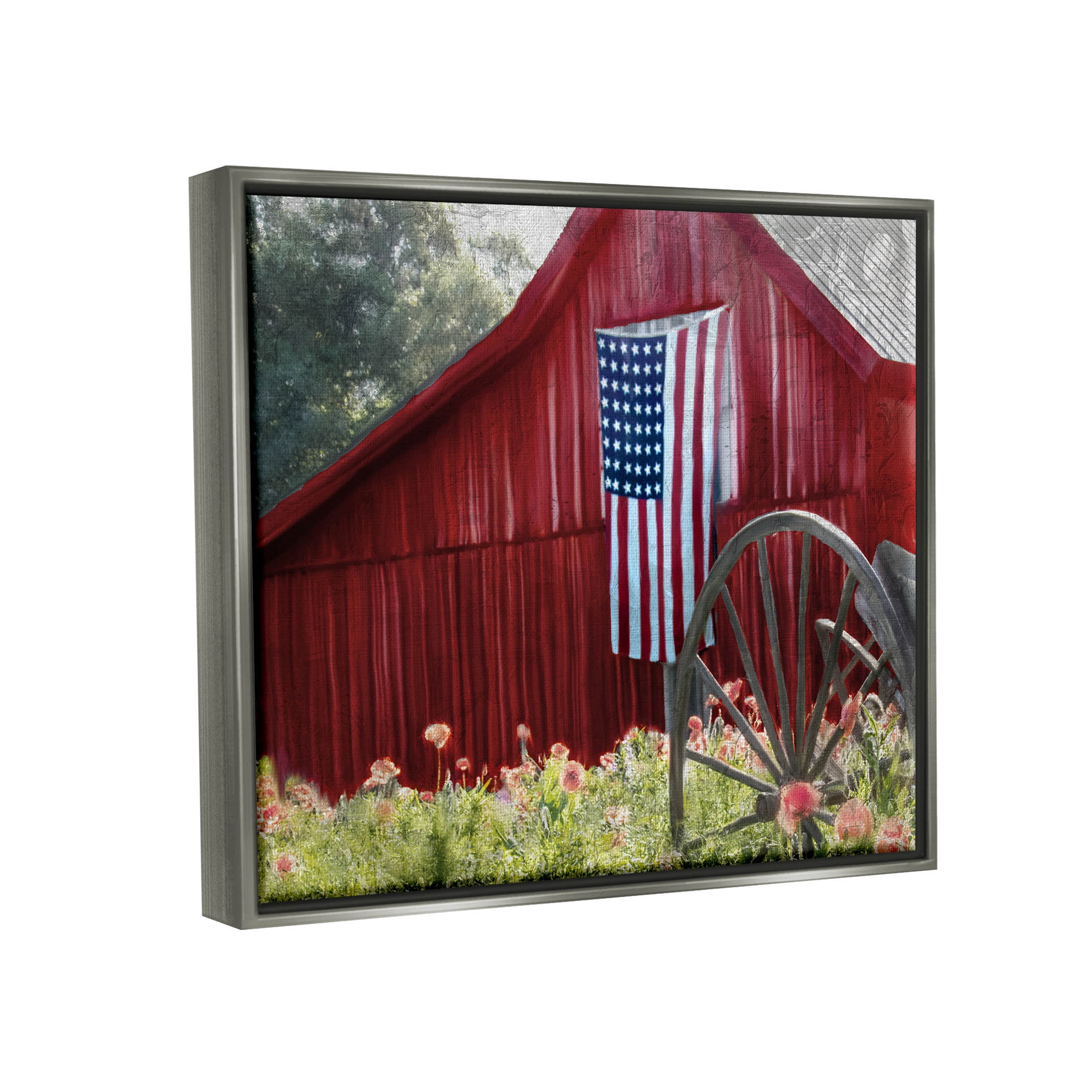 Country Farm Meadow Americana Town & City Graphic Art Luster Gray Framed Art Print Wall Art