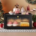 thumbnail image 3 of Bamboo Bread Box with Led Light for Kitchen Counter Large Capacity Bread Storage Container Kitchen Countertop Organizer with Window Bread Holder (Black), 3 of 18