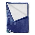 thumbnail image 2 of Sea Animals Soft Flannel Fleece Blanket, Keep Calm and Shark Attack Predators Hunter Dangerous Wild Aquatic Nature, Cozy Plush for Indoor and Outdoor Use, 50" x 70", White and Blue, by Ambesonne, 2 of 5