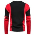 thumbnail image 3 of qucoqpe Men's Casual Color Block Long Sleeve Crewneck Cable Knit Pullover Sweater, 3 of 5