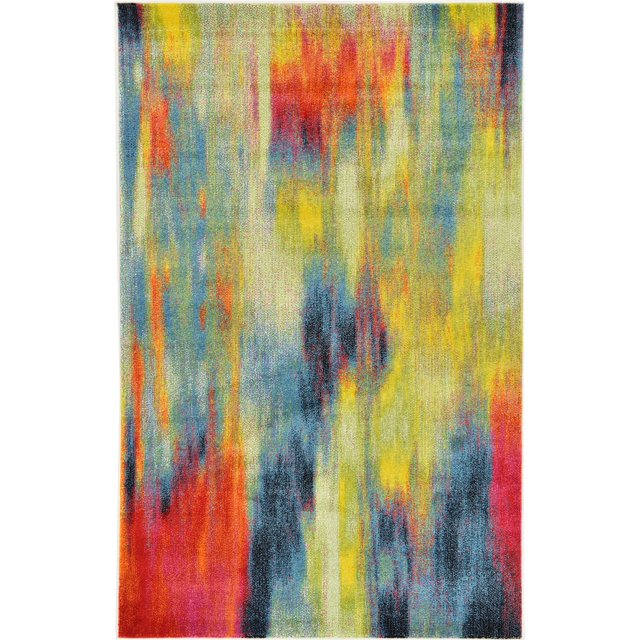 Unique Loom Lyon Collection Tapis Moderne Abstrait, 5 x 8 Pieds, Multi/bleu