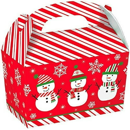 Large Christmas Gift Box - Large Snowman Cardboard Gable Boxes Christmas Party Gift Favour (5 Pieces), Red, 7