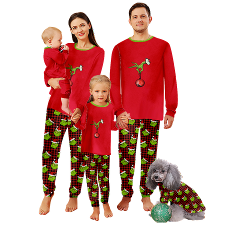 

FUNIER Matching Family Christmas Pajamas Christmas Santa Monster Cartoon Print Sizes for Adult-Kids-Baby-Pet 2 Pieces Top and Pants Bodysuits Xmas Pjs Set
