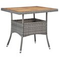 thumbnail image 3 of vidaXL 3 Piece Garden Dining Set Grey Poly Rattan and Acacia Wood, 3 of 5