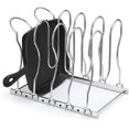 thumbnail image 6 of CAXXA Heavy Duty Pan Rack, Pot Lid Rack, Kitchen Cabinet Pantry Cookware Organizer Rack Holder | 5 Adjustable Dividers, Chrome, 6 of 8
