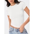 thumbnail image 6 of Women'S Basic Summer Short Sleeve Crewneck T-Shirts Y2K Cute Going Out Tops Baby Tee White S, 6 of 9
