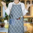 thumbnail image 6 of Blue Geometric Striped Pattern Apron-Garden Aprons for Women with Pockets-Cotton Linen Waterproof Kitchen Cooking Gardening Aprons Adjustable for Kitchen,Cooking,BBQ and Salon 33x27 Inch, 6 of 7