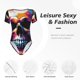 thumbnail image 4 of Fotbe Colorful Skull Body de Mujer con Cuello Redondo y Mangas Cortas, Sin Mangas Ajustado, Suave, Cómodo y Básico-Medium, 4 of 7