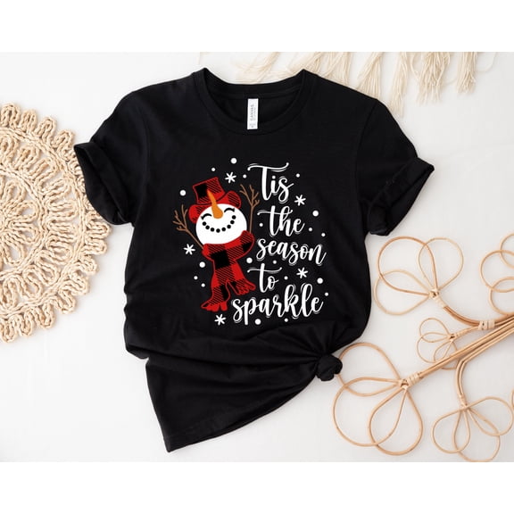 ’Tis the Season to Sparkle T-Shirt | Cute Snowman Christmas Graphic Tee