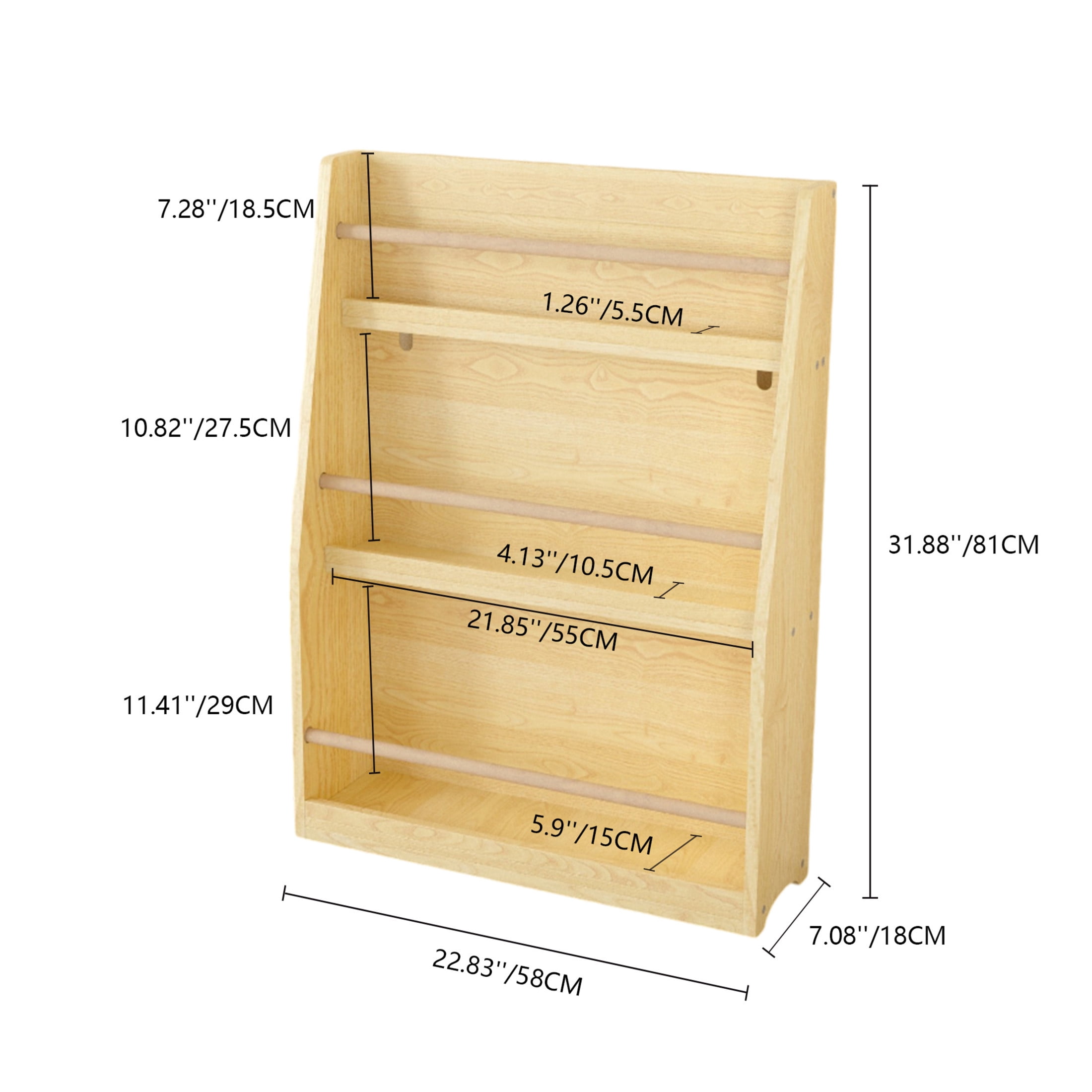 Noble House Sage 3-Tier Kids Book Shelf, Front-Facing Toddler Book Rack for Bedroom, Playroom or Nursery, Natural