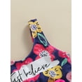 thumbnail image 6 of Girl´s Two Pieces Swimwear Suit, Letter Floral Print Front Twist Knot Vest Tops with Underpants, 6 of 10