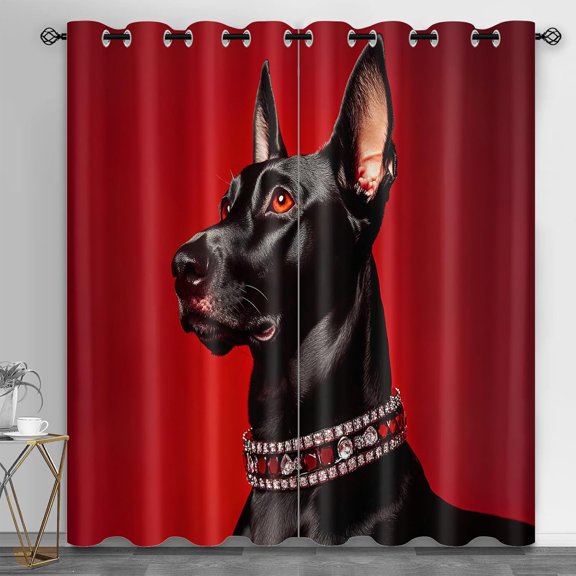 Labrador Dog Blackout Curtains, Black Animal Drapes for Bedroom, Living Room, Kitchen Decor, Grommet Window Treatments 26"W x 45"L (2 Pack)