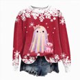 thumbnail image 6 of Towmus Halloween Sweaters for Women Novelty Xmas Roundneck Snowflake Sweatshirts Sequin Ghost Print Long Sleeve Pullover Tops, 6 of 6