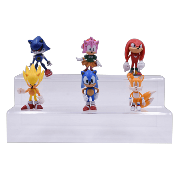 Funnytoys 6PCS/Set Sonic the Hedgehog Action Figures Toys Sonic Knuckles Tails Amy Metal Sonic Super Sonic PVC Model Toy Great Figurine Gift, 5cm-7cm