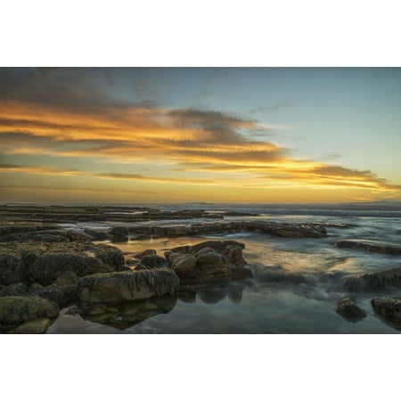 Sunset over the ocean near the city of Cape Town South Africa Stretched Canvas - Robert Postma  Design Pics (19 x